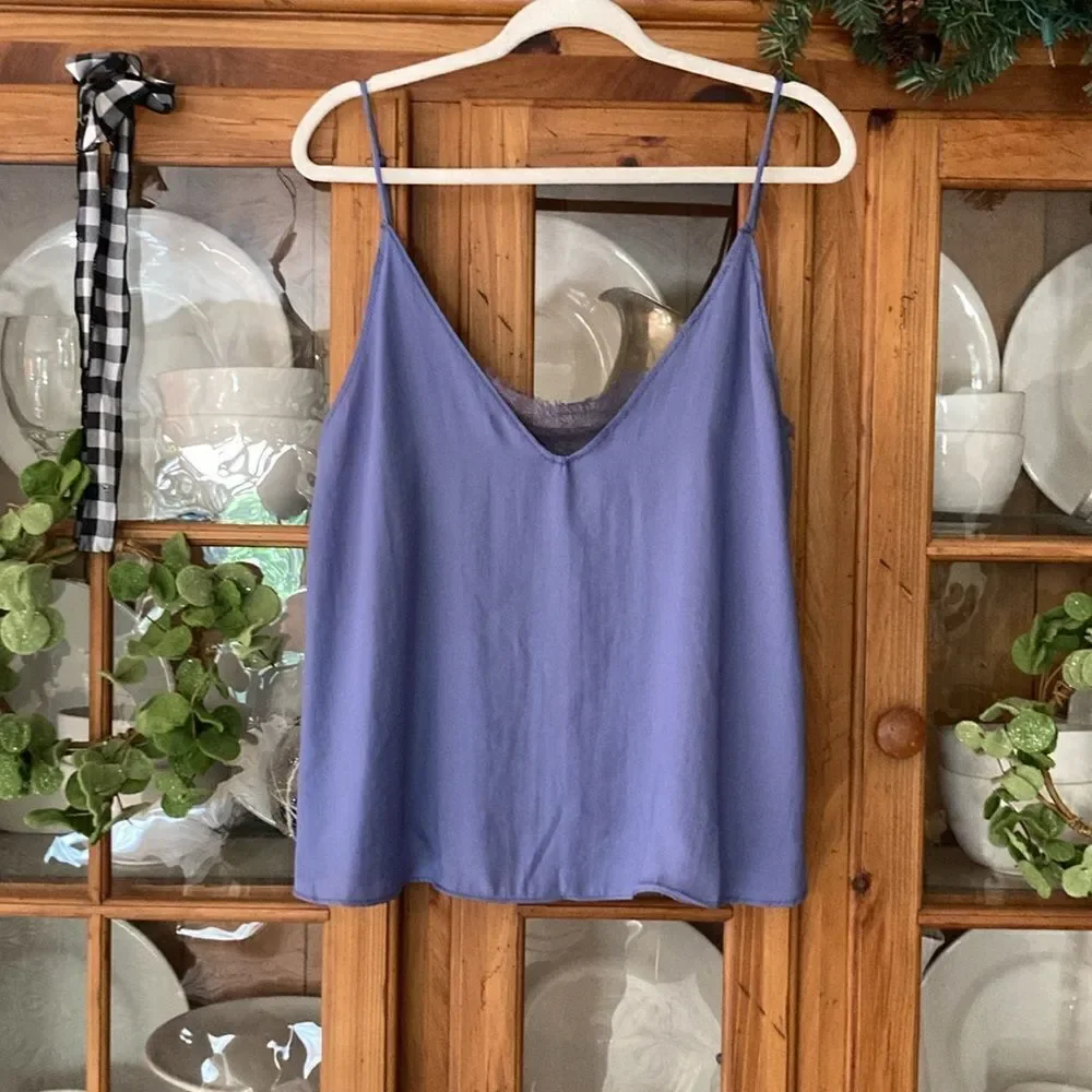 New Intimately Free People Sky Blue Lace Inset Camisole Tank Top Women’s S